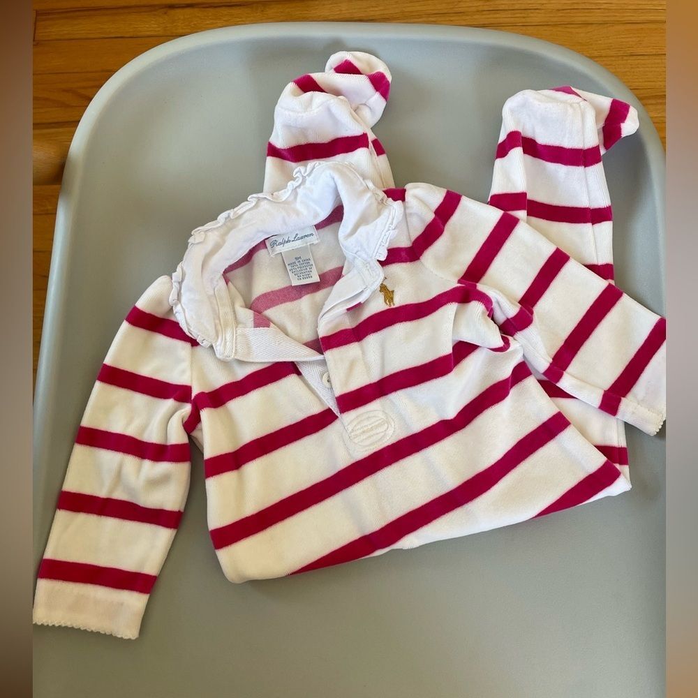 Ralph Lauren Velour Baby Footie size 9m